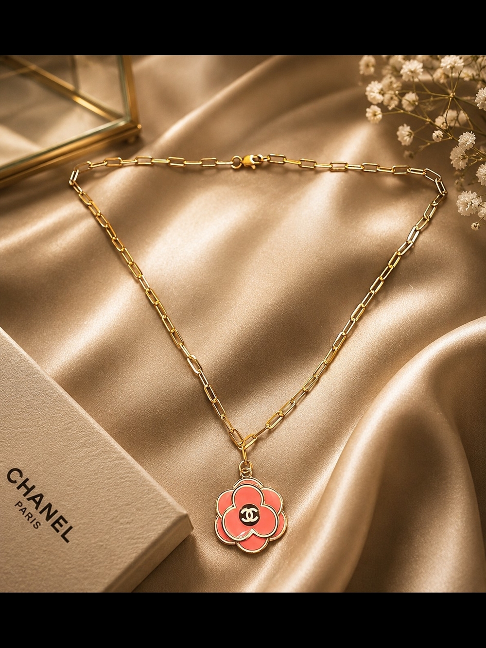✨ One-of-a-Kind Upcycled Chanel Zipper Pull Camellia Pendant Necklace ✨